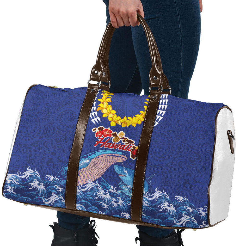 Hawaiian Sea Animals Travel Bag Whales Shark and Turtle Guardians with Tribal Pattern