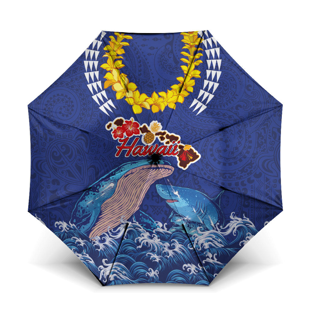 Hawaiian Sea Animals Umbrella Whales Shark and Turtle Guardians with Tribal Pattern