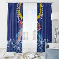 Hawaiian Sea Animals Window Curtain Whales Shark and Turtle Guardians with Tribal Pattern