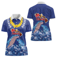 Hawaiian Sea Animals Women Polo Shirt Whales Shark and Turtle Guardians with Tribal Pattern