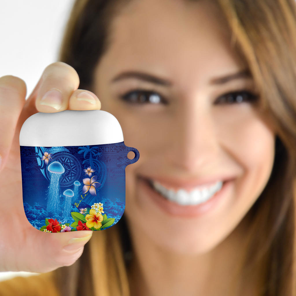 Fiji Jellyfish AirPods Case Tapa Patterns and Hibiscus Sea Vibe