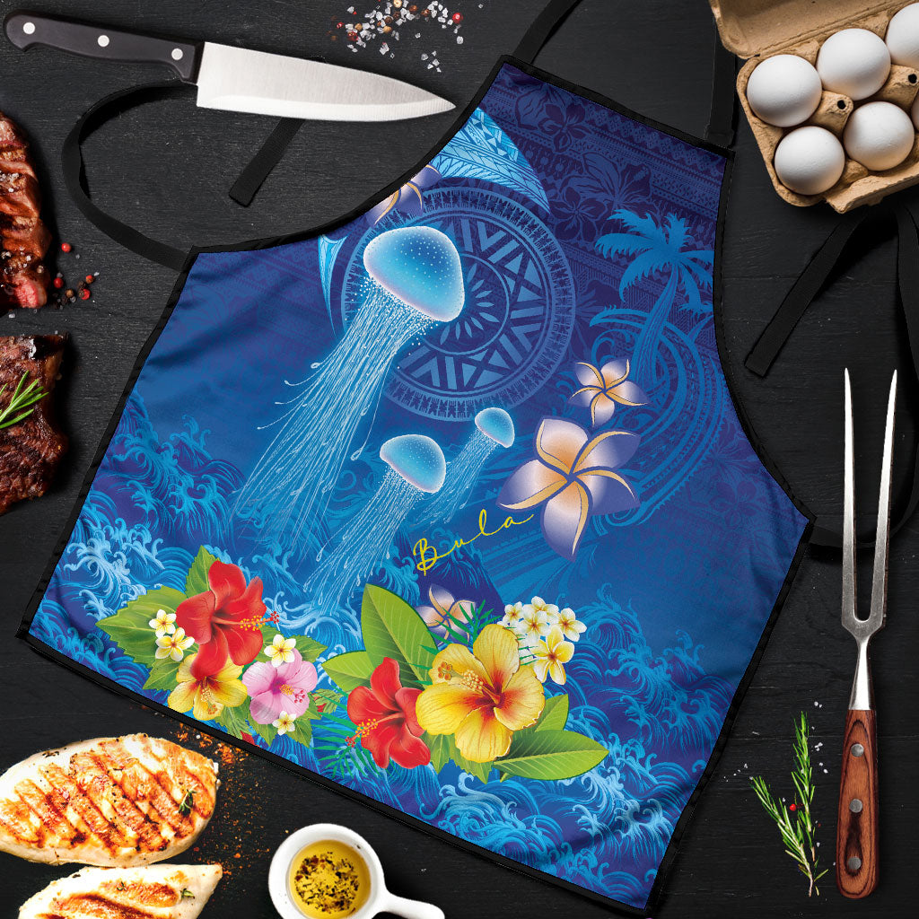 Fiji Jellyfish Apron Tapa Patterns and Hibiscus Sea Vibe