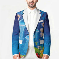 Fiji Jellyfish Blazer Tapa Patterns and Hibiscus Sea Vibe