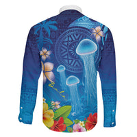 Fiji Jellyfish Family Matching Summer Maxi Dress and Hawaiian Shirt Tapa Patterns and Hibiscus Sea Vibe