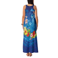 Fiji Jellyfish Family Matching Tank Maxi Dress and Hawaiian Shirt Tapa Patterns and Hibiscus Sea Vibe
