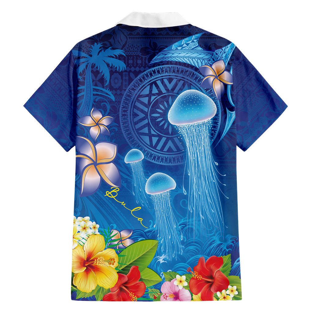 Fiji Jellyfish Hawaiian Shirt Tapa Patterns and Hibiscus Sea Vibe LT03 - Polynesian Pride