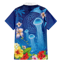 Fiji Jellyfish Hawaiian Shirt Tapa Patterns and Hibiscus Sea Vibe LT03 - Polynesian Pride