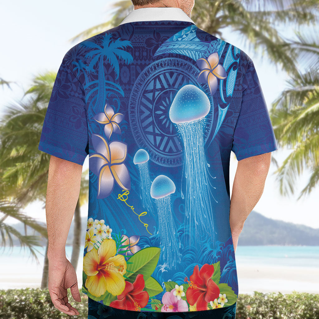 Fiji Jellyfish Hawaiian Shirt Tapa Patterns and Hibiscus Sea Vibe LT03 - Polynesian Pride