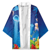 Fiji Jellyfish Kimono Tapa Patterns and Hibiscus Sea Vibe