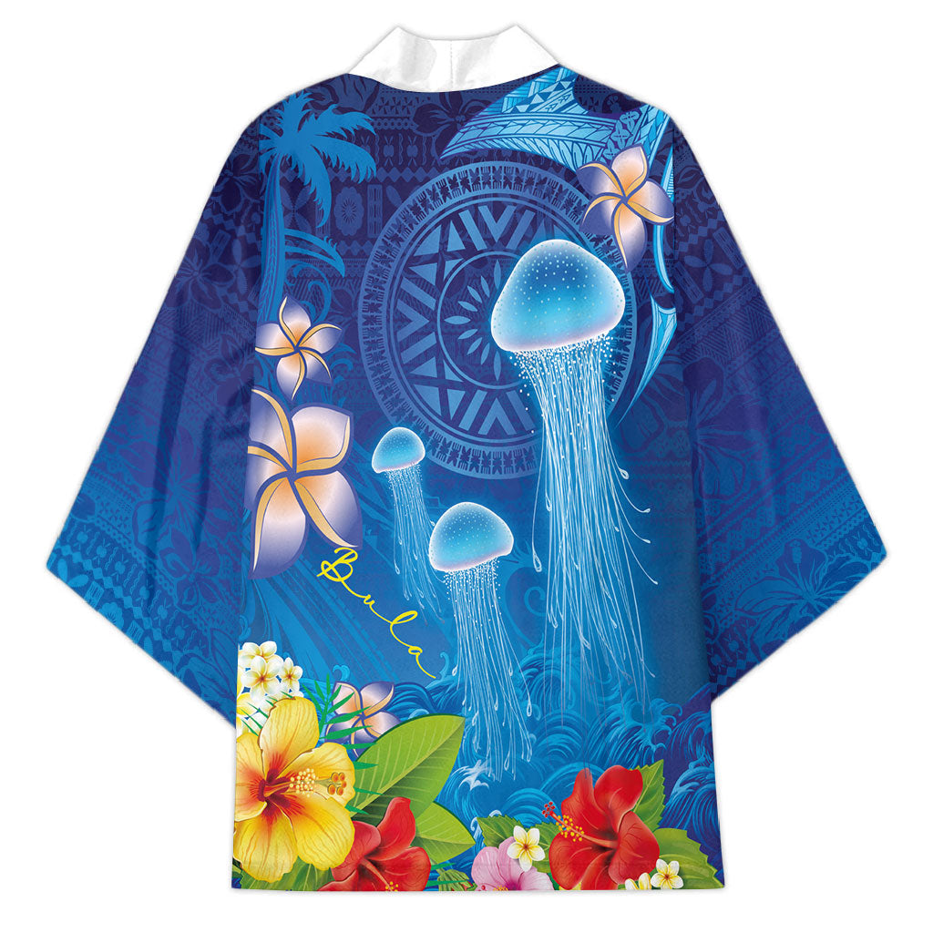 Fiji Jellyfish Kimono Tapa Patterns and Hibiscus Sea Vibe