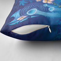 Fiji Jellyfish Pillow Cover Tapa Patterns and Hibiscus Sea Vibe