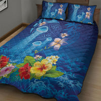Fiji Jellyfish Quilt Bed Set Tapa Patterns and Hibiscus Sea Vibe