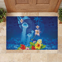 Fiji Jellyfish Rubber Doormat Tapa Patterns and Hibiscus Sea Vibe