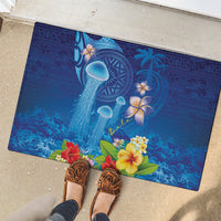 Fiji Jellyfish Rubber Doormat Tapa Patterns and Hibiscus Sea Vibe