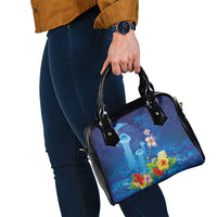 Fiji Jellyfish Shoulder Handbag Tapa Patterns and Hibiscus Sea Vibe