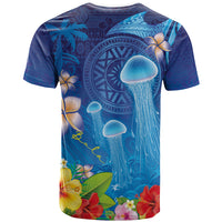 Fiji Jellyfish T Shirt Tapa Patterns and Hibiscus Sea Vibe