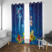 Fiji Jellyfish Window Curtain Tapa Patterns and Hibiscus Sea Vibe