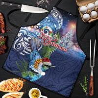 New Zealand Merry Christmas Apron Maori Tribal Pattern with Xmas Tui Bird