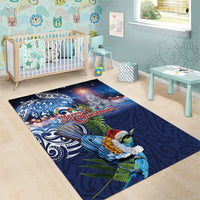 New Zealand Merry Christmas Area Rug Maori Tribal Pattern with Xmas Tui Bird LT03 - Polynesian Pride