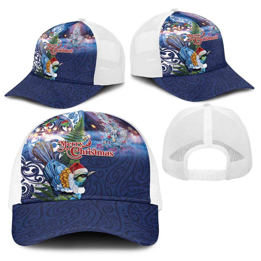 New Zealand Merry Christmas Baseball Net Cap Maori Tribal Pattern with Xmas Tui Bird