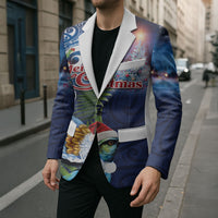 New Zealand Merry Christmas Blazer Maori Tribal Pattern with Xmas Tui Bird LT03 - Polynesian Pride
