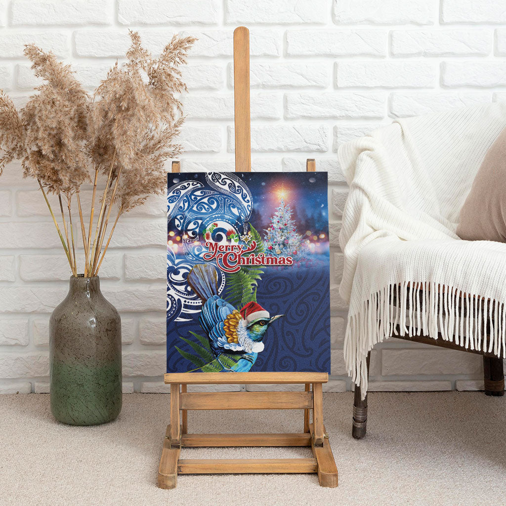 New Zealand Merry Christmas Canvas Wall Art Maori Tribal Pattern with Xmas Tui Bird LT03 - Polynesian Pride