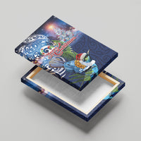 New Zealand Merry Christmas Canvas Wall Art Maori Tribal Pattern with Xmas Tui Bird LT03 - Polynesian Pride