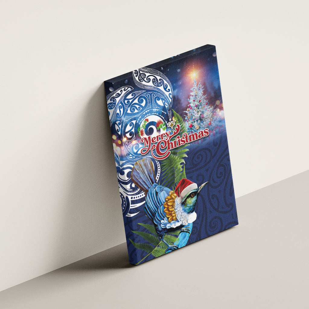 New Zealand Merry Christmas Canvas Wall Art Maori Tribal Pattern with Xmas Tui Bird LT03 - Polynesian Pride