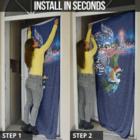 New Zealand Merry Christmas Door Cover Maori Tribal Pattern with Xmas Tui Bird