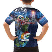 New Zealand Merry Christmas Family Matching Mermaid Dress and Hawaiian Shirt Maori Tribal Pattern with Xmas Tui Bird