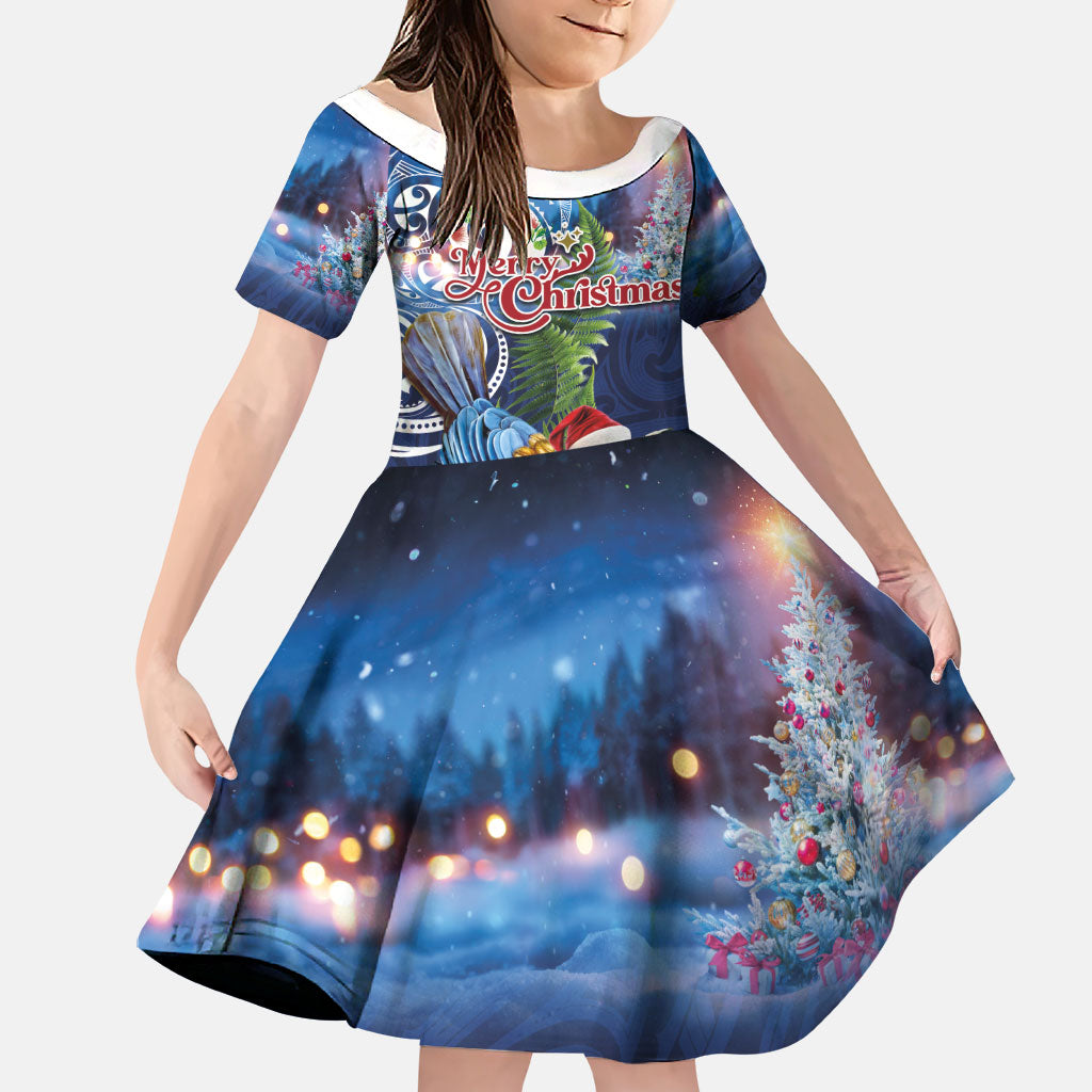 New Zealand Merry Christmas Family Matching Mermaid Dress and Hawaiian Shirt Maori Tribal Pattern with Xmas Tui Bird
