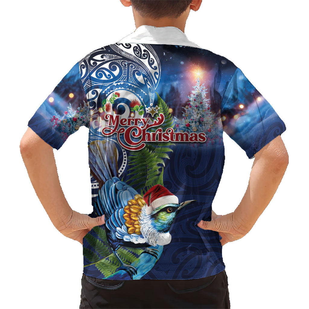 New Zealand Merry Christmas Hawaiian Shirt Maori Tribal Pattern with Xmas Tui Bird