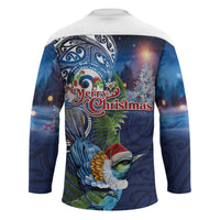New Zealand Merry Christmas Hockey Jersey Maori Tribal Pattern with Xmas Tui Bird