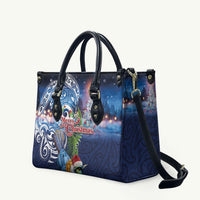 New Zealand Merry Christmas Leather Bag Maori Tribal Pattern with Xmas Tui Bird LT03 Multicolor - Polynesian Pride