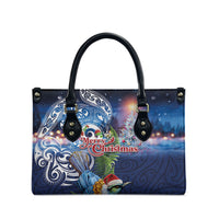 New Zealand Merry Christmas Leather Bag Maori Tribal Pattern with Xmas Tui Bird LT03 - Polynesian Pride