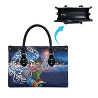 New Zealand Merry Christmas Leather Bag Maori Tribal Pattern with Xmas Tui Bird LT03 - Polynesian Pride