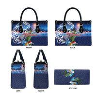 New Zealand Merry Christmas Leather Bag Maori Tribal Pattern with Xmas Tui Bird LT03 - Polynesian Pride