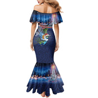 New Zealand Merry Christmas Mermaid Dress Maori Tribal Pattern with Xmas Tui Bird