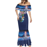 New Zealand Merry Christmas Mermaid Dress Maori Tribal Pattern with Xmas Tui Bird