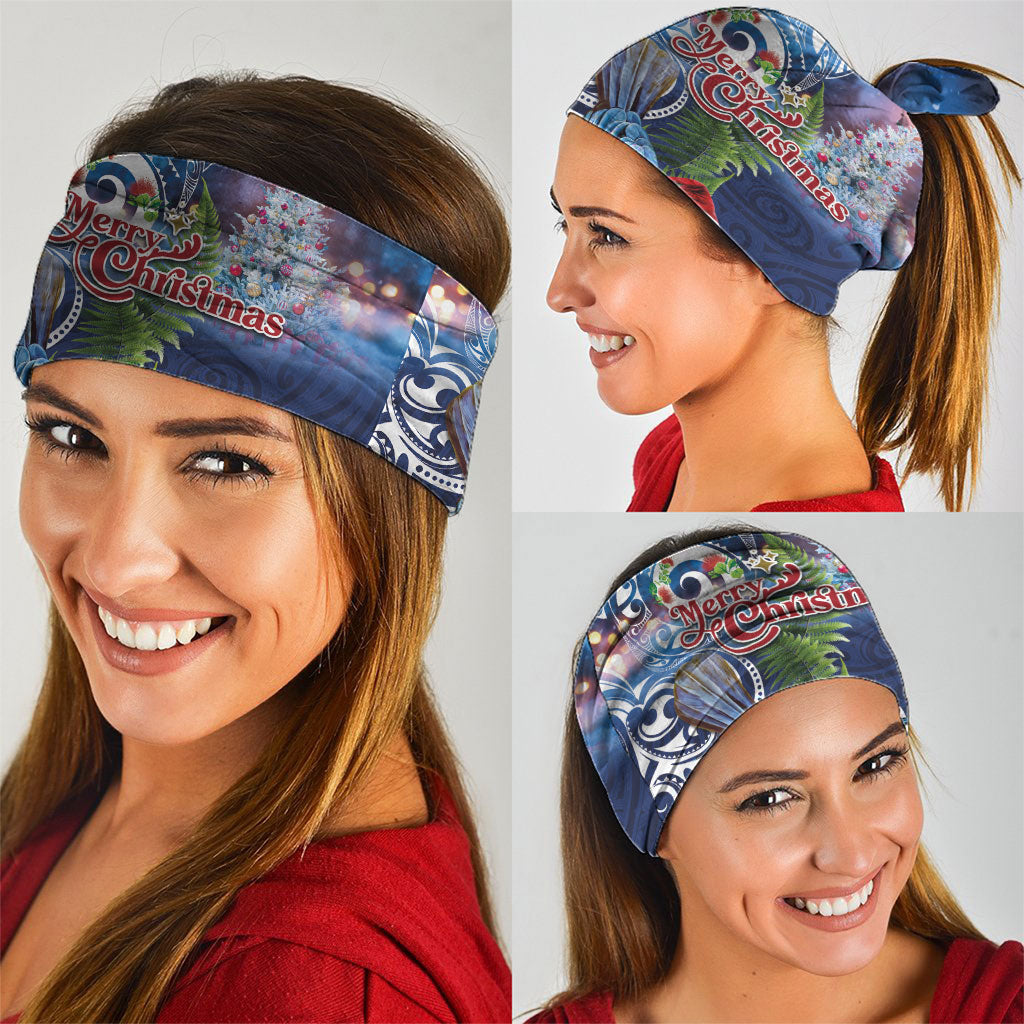 New Zealand Merry Christmas Neck Gaiter Maori Tribal Pattern with Xmas Tui Bird