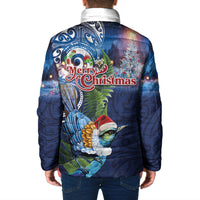 New Zealand Merry Christmas Padded Jacket Maori Tribal Pattern with Xmas Tui Bird LT03 - Polynesian Pride