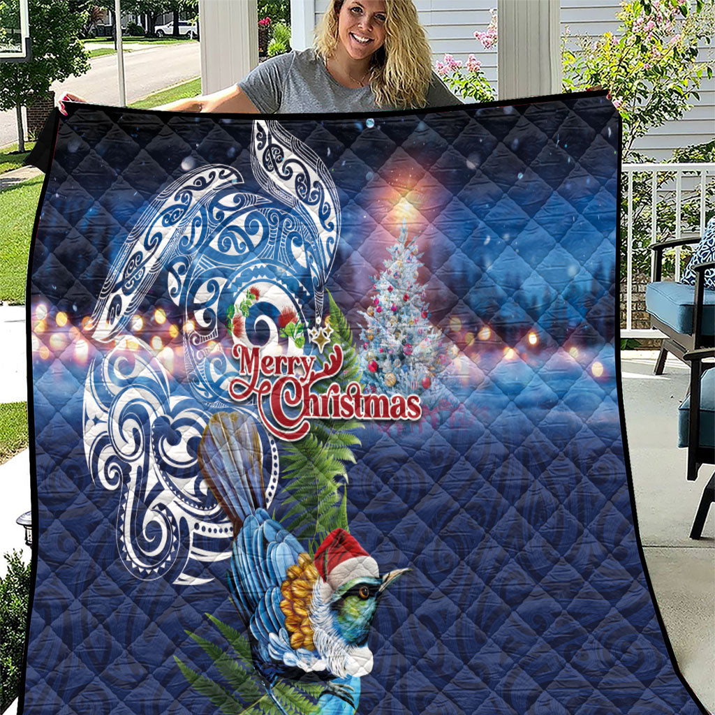New Zealand Merry Christmas Quilt Maori Tribal Pattern with Xmas Tui Bird LT03 Multicolor - Polynesian Pride