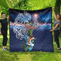 New Zealand Merry Christmas Quilt Maori Tribal Pattern with Xmas Tui Bird LT03 - Polynesian Pride