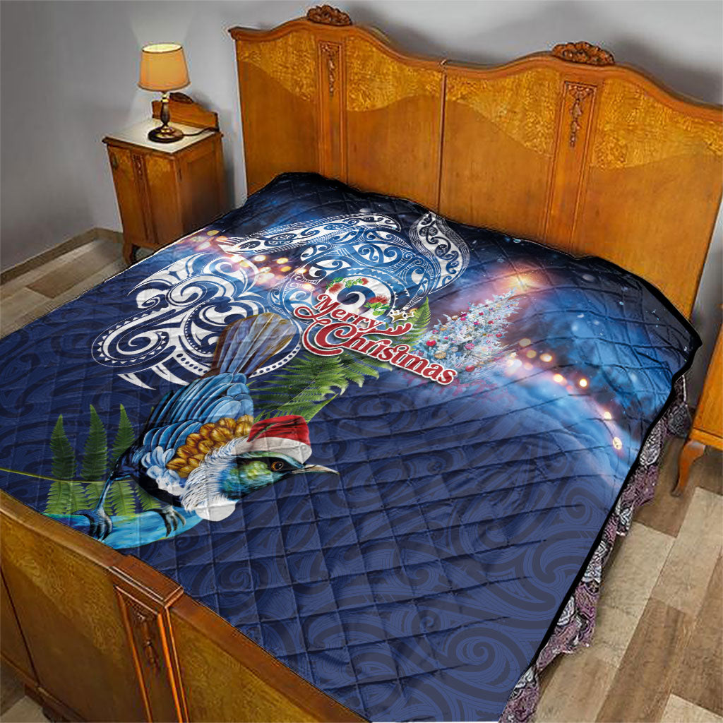 New Zealand Merry Christmas Quilt Maori Tribal Pattern with Xmas Tui Bird LT03 - Polynesian Pride