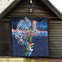 New Zealand Merry Christmas Quilt Maori Tribal Pattern with Xmas Tui Bird LT03 - Polynesian Pride