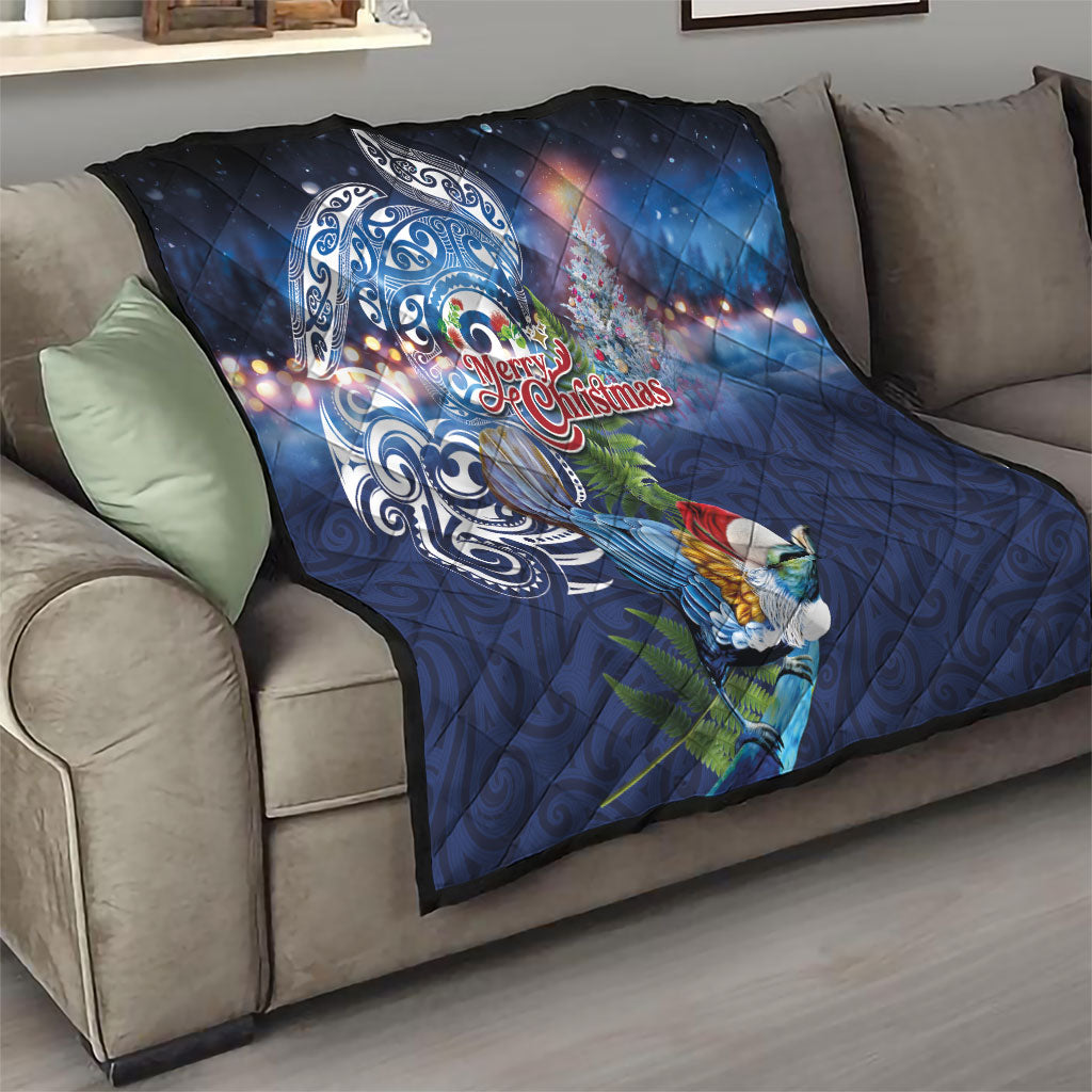 New Zealand Merry Christmas Quilt Maori Tribal Pattern with Xmas Tui Bird LT03 - Polynesian Pride