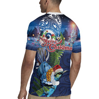New Zealand Merry Christmas Rugby Jersey Maori Tribal Pattern with Xmas Tui Bird