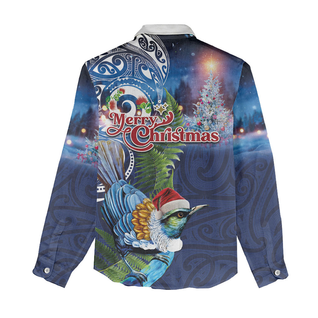 New Zealand Merry Christmas Women Casual Shirt Maori Tribal Pattern with Xmas Tui Bird LT03 - Polynesian Pride