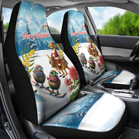 New Zealand and Australia Merry Christmas Car Seat Cover Kiwi Birds Skiing and Koala Santa Riding Kangaroo