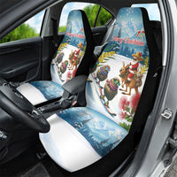 New Zealand and Australia Merry Christmas Car Seat Cover Kiwi Birds Skiing and Koala Santa Riding Kangaroo